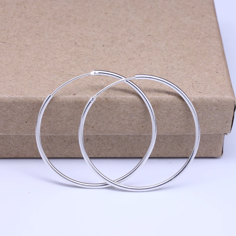 Реальные! Серебряные 925 пробы серебряные большие серьги кольца диаметром 4 см/40 мм