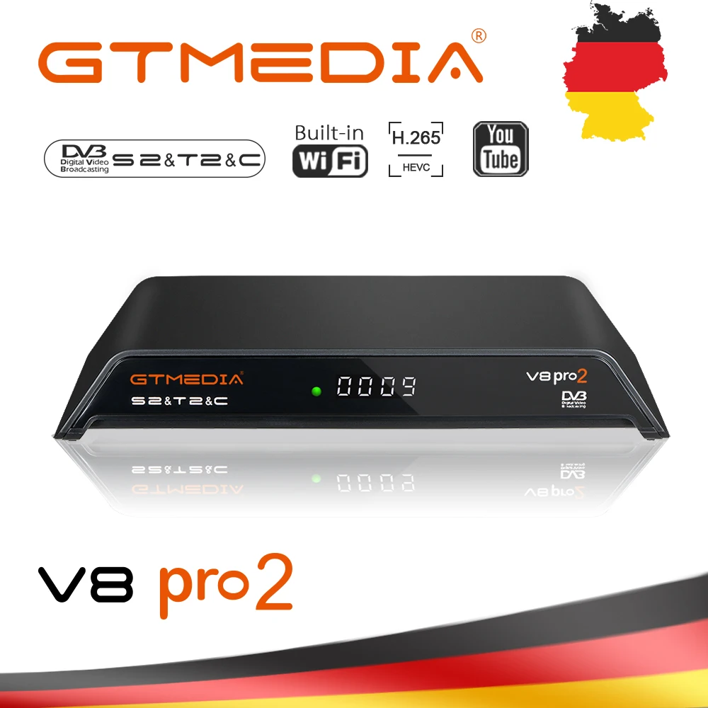 GTmedia V8 Pro2 декодер DVB-T2/S2Cable DVB-S2X Встроенный Wi-Fi, H.265 Поддержка интерактивное телевидение CCcam ключ powervu, biss спутникового телевизор