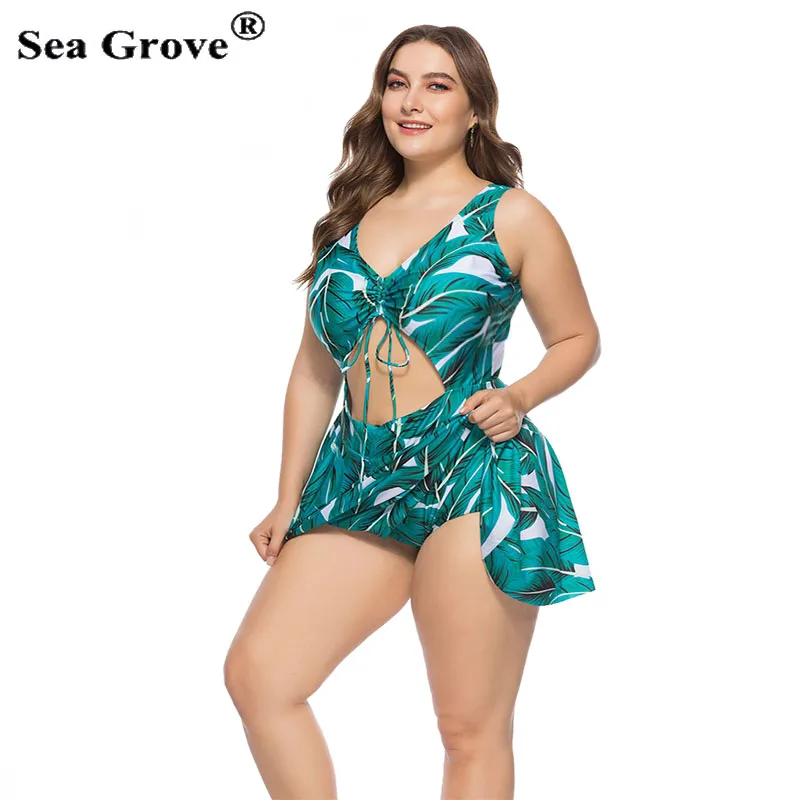 Женский слитный купальник с юбкой и цветочным принтом | Спорт развлечения