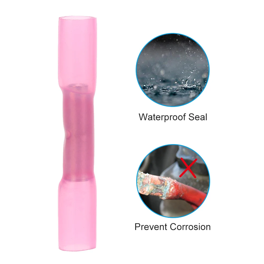 Изолированные термоусадочные стыковые соединители 100 шт. 22 18 AWG