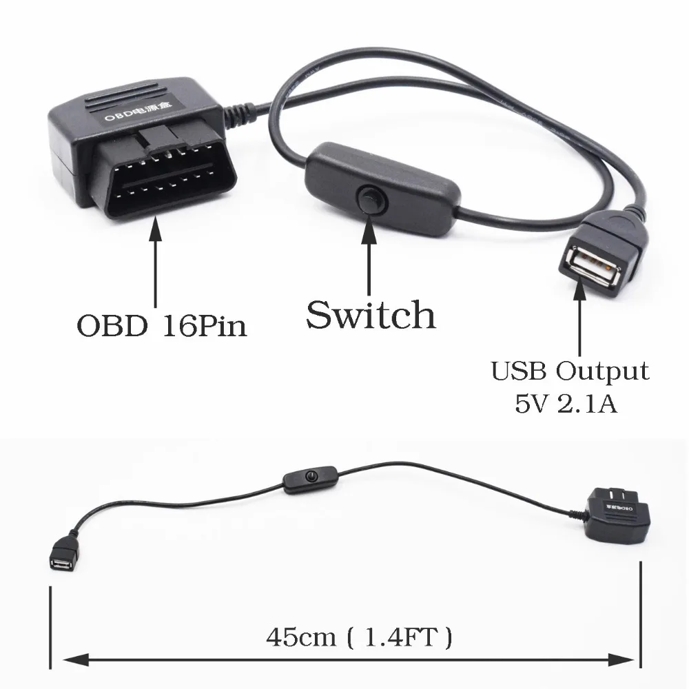 Xcgaoon OBD 16 Булавки автомобиля dc конвертер Модуль кабель с USB Порты и разъёмы