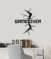 Creative Vinyl Decal Game Over Crack Gamer Room Words Wall Stickers Bedroom Decoration Teen Boys Gift Wall Decals Mural A008