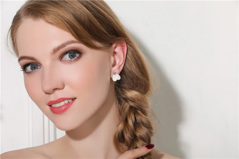 Серьги SLJELY из серебра 925 пробы с фианитом 3 цвета | Украшения и аксессуары