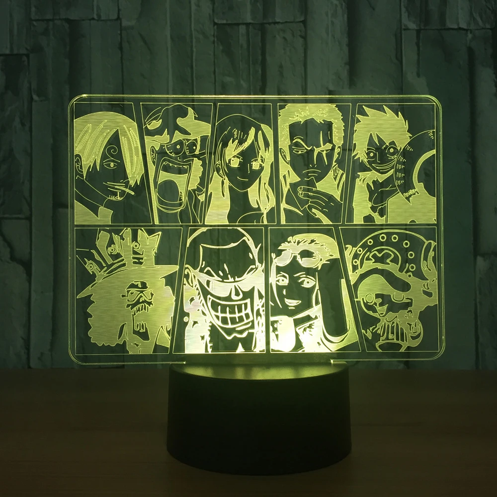 3D USB LED мультипликационные персонажи аниме лампа цвета меняющая атмосферу ночник
