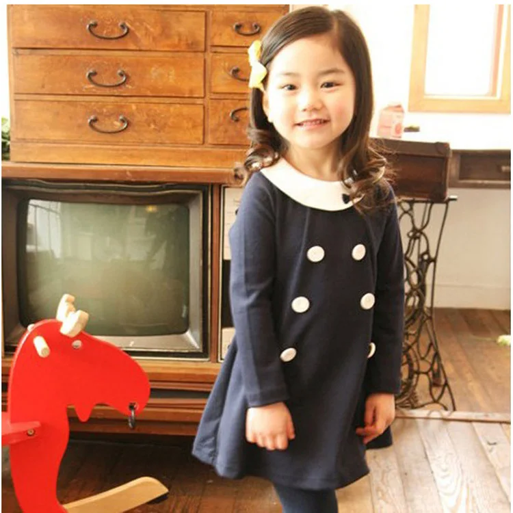 Высококачественная детская одежда новинка демисезонное двубортное платье для