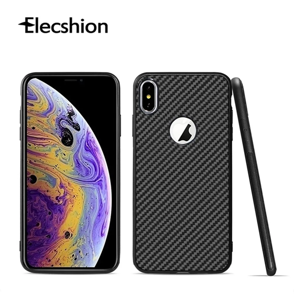 Чехол из углеродного волокна для iPhone 7 XR Xs Max X мягкий чехол ТПУ 8 Plus 6 s деловой