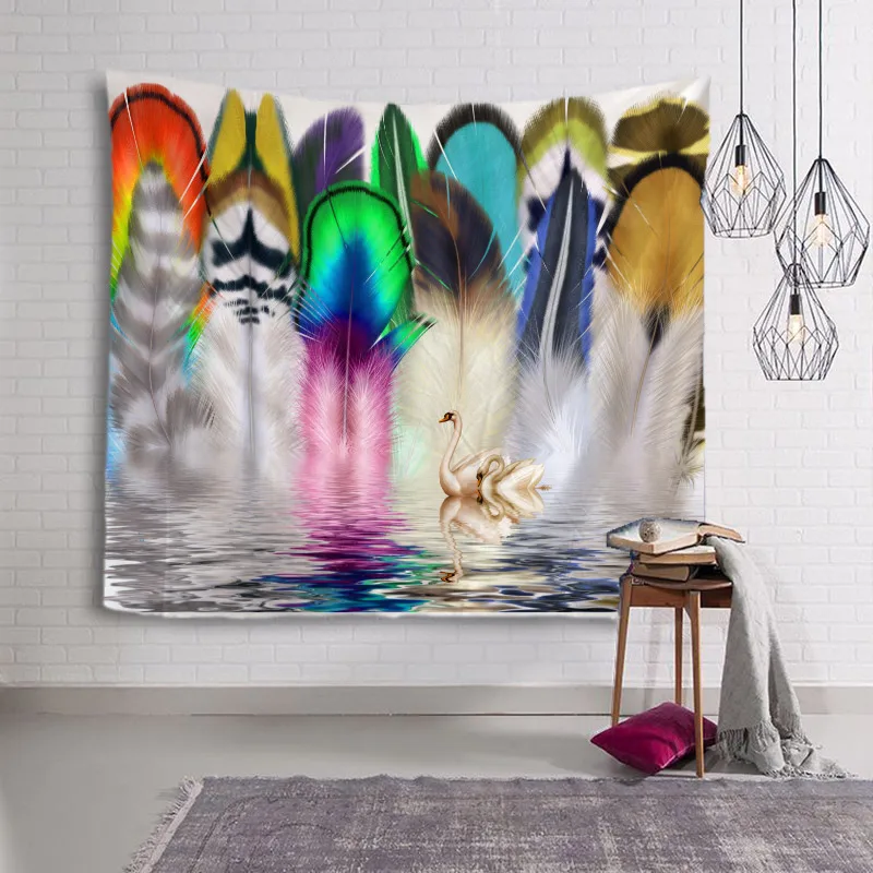 Tapestry Wall Hanging Bedspread Beach Towel Table Cloth Home Deco Beautilf Multi Feather Print Free Shipping Large Plus Size | Дом и сад