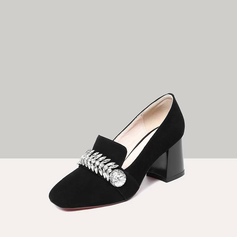 Новинка осени 2018 простой и стиль с квадратным носком кожаные туфли на высоком