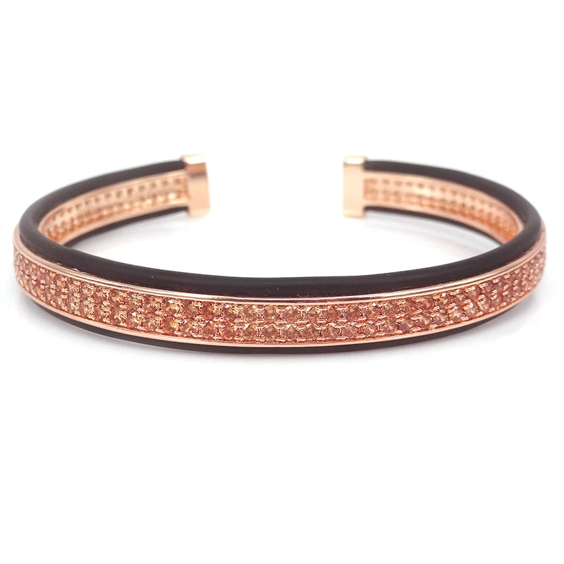 Rose Gold Браслет из розового золота и черного цвета, белый, черный, циркониевые бусины, браслеты для женщин и мужчин, подарки на год - Окраска металла: Rose Gold