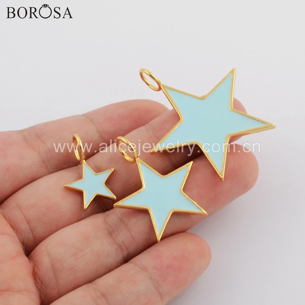BOROSA 20 шт Золотая Звезда радужная подвеска смешанных цветов кулон бусы для