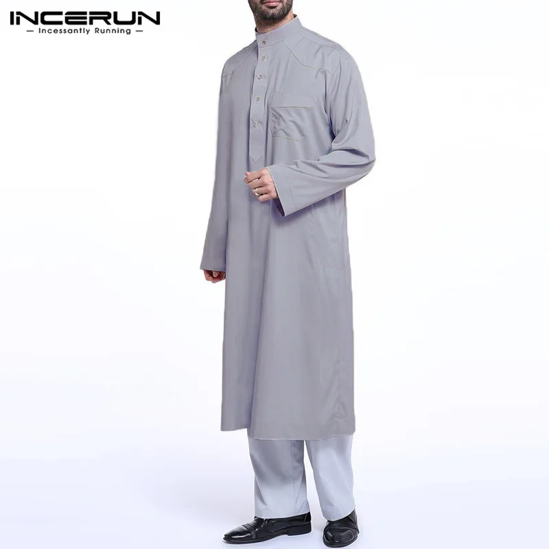 INCERUN, мужская одежда jubba, халат, кафтан, платье с длинным рукавом, мусульманская, мусульманская, одежда, саудовская, Арабская, мусульманская, Мужская одежда, s, кафтан, ТОБ