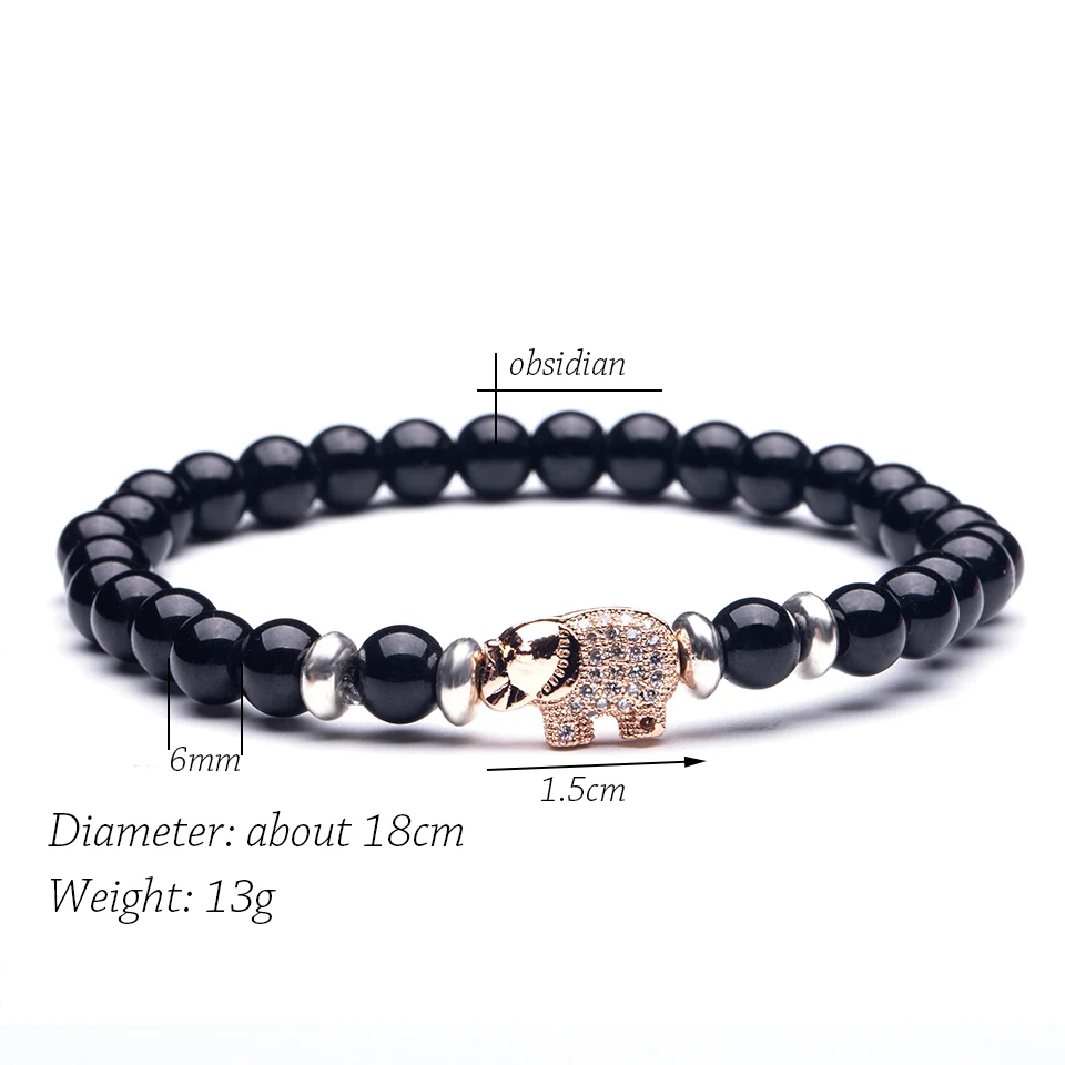 8 мм браслет из нейтрального камня с бусинами и цирконием подвеска в виде