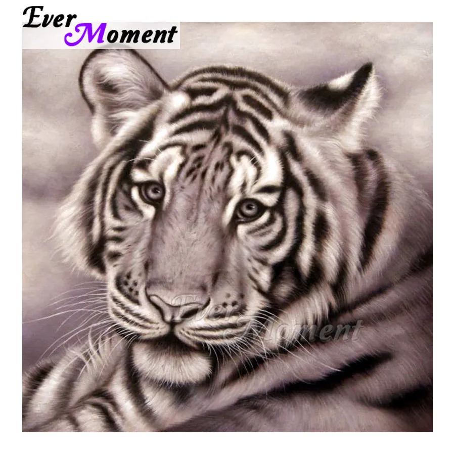 Картина с бриллиантами Ever Moment белый тигр 5D сделай сам стразы ручная работа