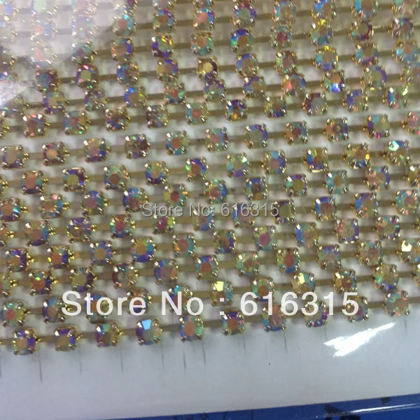 2 мм позолоченная цепь стразы с кристаллами ab цветная металлическая для обрезки