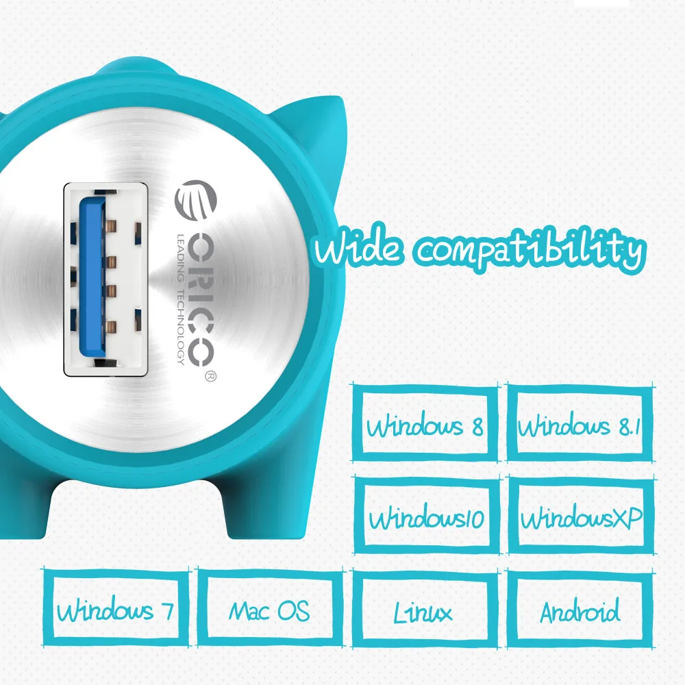 ORICO 4 портовый USB 3 0 милый концентратор в форме питомца 5 Гбит/с функцией OTG 100 Дата