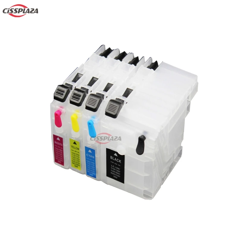 

CISSPLAZA 4pcs LC529XL LC525XL lc529 lc525 refillable ink cartridge compatible for brother DCP-J100 DCP-J105 MFC-J200 printer