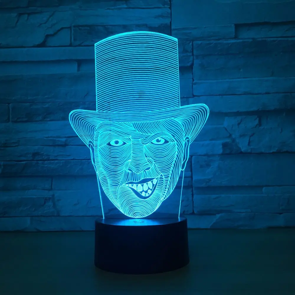 Ночник с 3d иллюзией настольная лампа клоуна деревянный светодиодный светильник