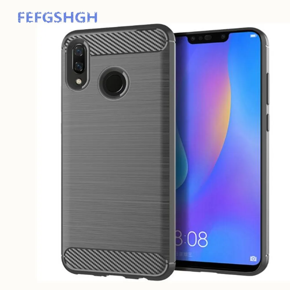 Чехол из углеродного волокна для Huawei Y9 2019 JKM-LX3 JKM-LX1 резиновый силиконовый чехол
