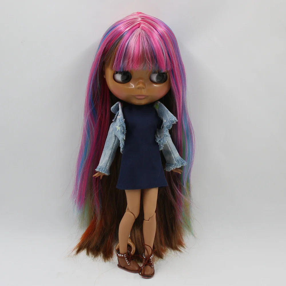 Кукла Blyth ICY DBS 1/6 с цветными волосами Центральная вырезка шоколадная темная кожа 4