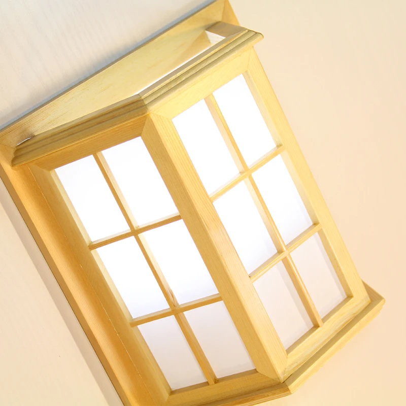 Japanese Style Pine Camphor Wood PVC Crafts Wooden Window Frame LED AC 110/220V Aisle Wall Light Fixture luminarias para | Лампы и