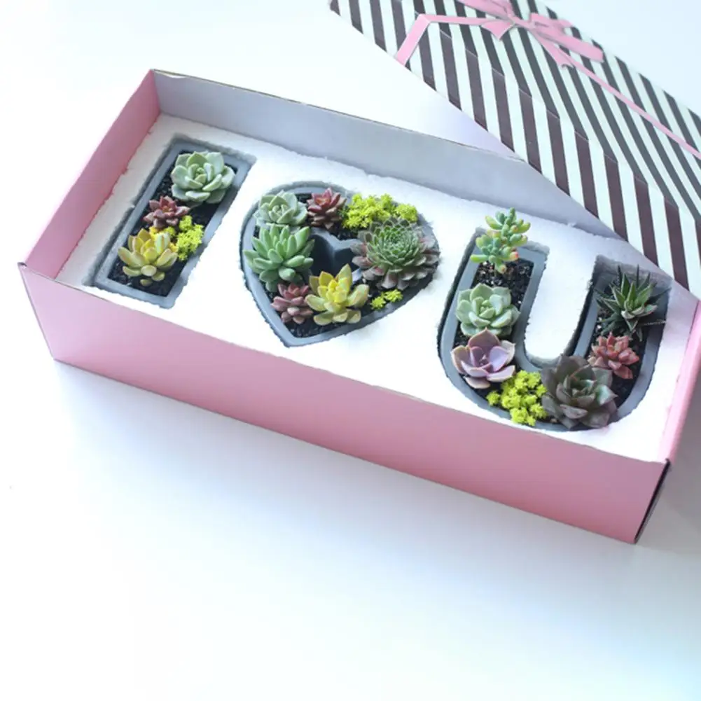 

Mould Succulent Flower Pot Creative Cement Cartoon Heart Shaped Flower Pot Set Silicone Mould- I Love You Series