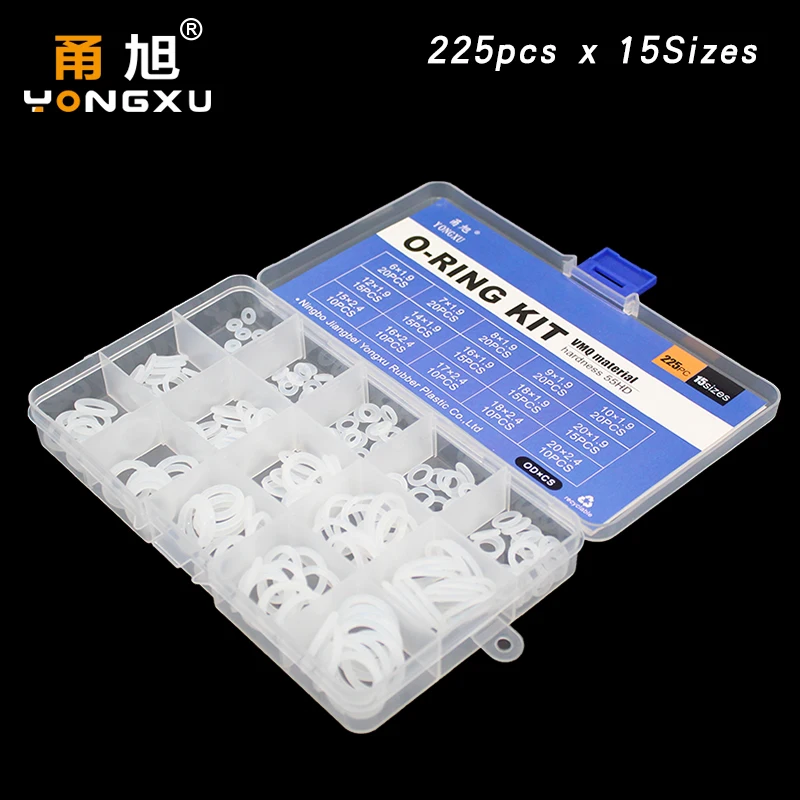 Силиконовое уплотнительное кольцо VMQ эластичное 15 Размеров набор колец для шайбы