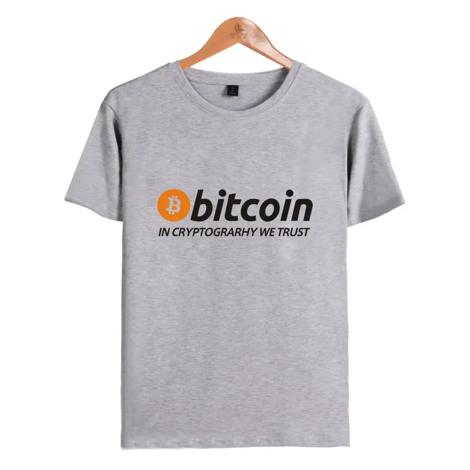 Два шага Новый Bitcoin в cryptograrhy We Trust футболка Для мужчин женщин Летняя одежда