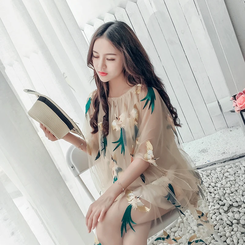 Женское платье с вышивкой 3D Bird Boho Slash пляжные платья для вечеринок лето 2019