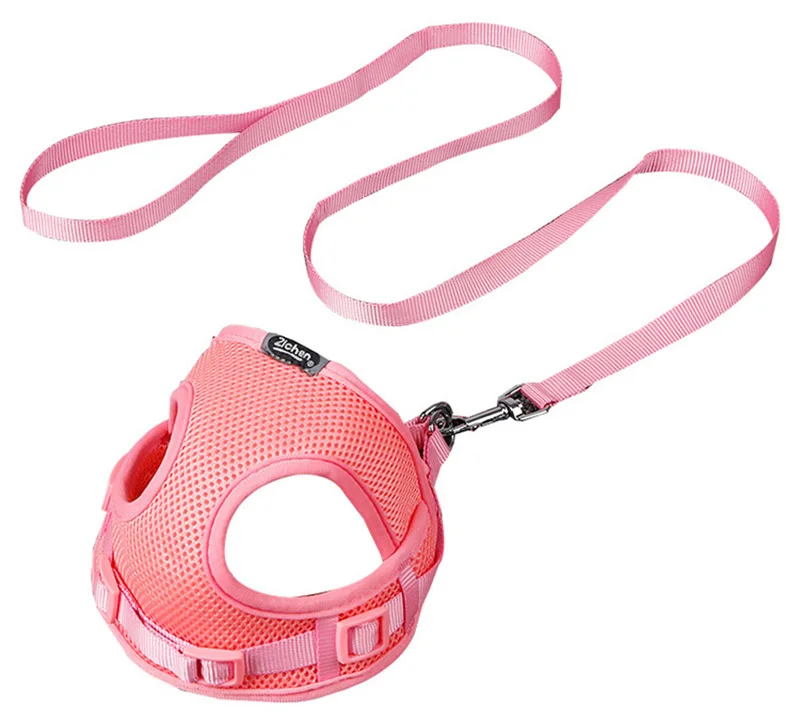 Pink Flat Ribbon Pawstrip, жилет для маленьких собак, нейлоновый поводок для собак, мягкий дышащий поводок для кошек, набор поводков из сетки для щенков, поводок для собак, Petshop - Цвет: Pink Flat Ribbon