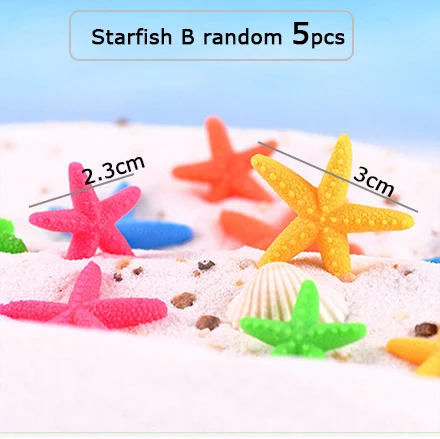 New Micro Fairy Garden Decoration Ornament Cute Dolphin Model Figures DIY Aquarium Accessories Beach Starfish Shell - Цвет: 5pcs starfish B