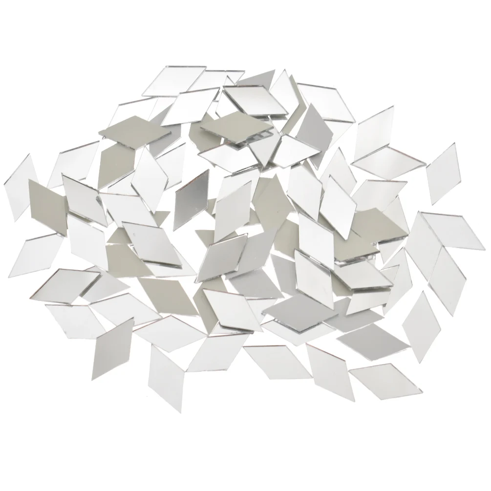 100PCS Diamond Shape Glass Mirror Mosaic Tiles Bulk Home Decoration Crafts DIY Accessory Wall Artwork Supplies