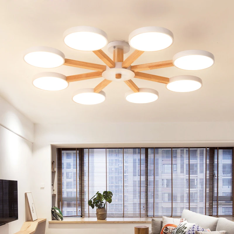 

Ceiling Light Fixtures for Living Room LED Modern Living Room Bedroom Home Decoration Indoor Lamp Design Art Creative Wood Iron
