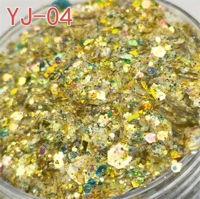 YJ04 Блестки для макияжа глаз DIY украшения для дизайна ногтей нерегулярные Стразы Блестящий Порошок Ультратонкий Блестящий бумажный стикер для ногтей дизайн 8 г - Цвет: YJ04