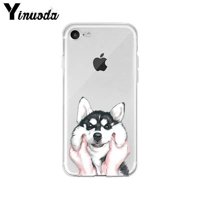 Yinuoda Мягкий чехол из ТПУ с животным волком Хаски собаками щенками для Apple iPhone 8 7 6 6S