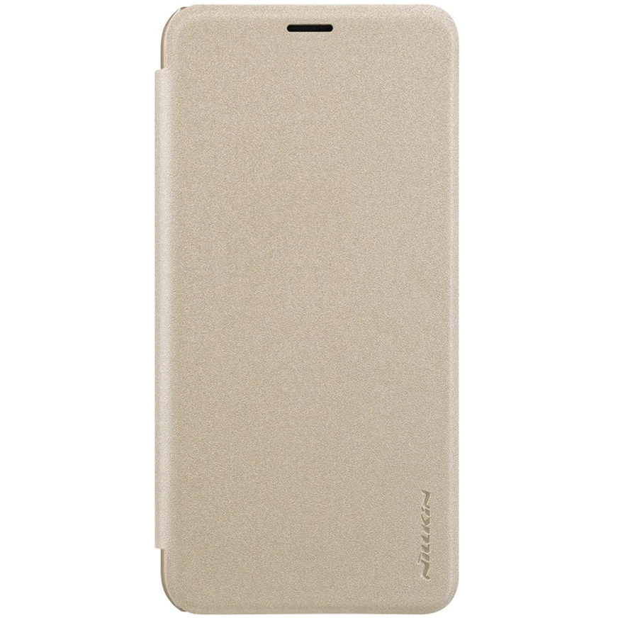 Для Samsung Galaxy J6+ J6 Prime Флип Чехол Nillkin Полное Покрытие Блеск супер тонкий PU Флип кожаный чехол Для Samsung J6 Plus - Цвет: Gold