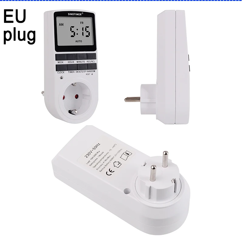 EU plug Тип ЕС электрический 7 дней в неделю программируемый настенный штекер цифрового соединения выключатель с таймером розетка мощность 220 В AC - Цвет: EU plug