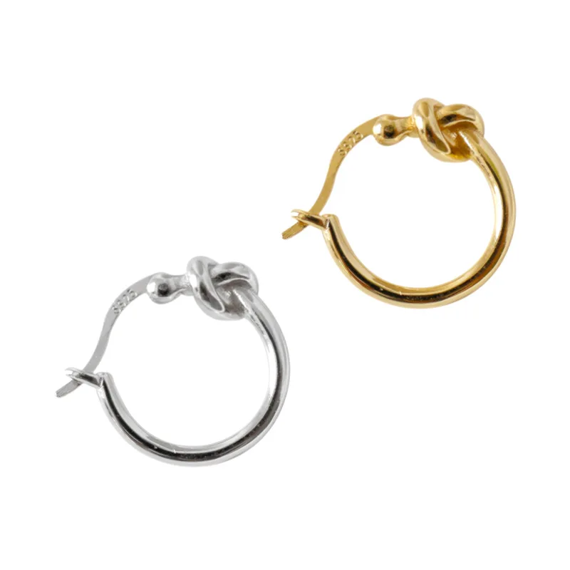 

Flyleaf Gold Rope Knot Shape Hoop Earrings For Women 2018 New Trend 100 % 925 Sterling Silver Lady Fashion Jewelry