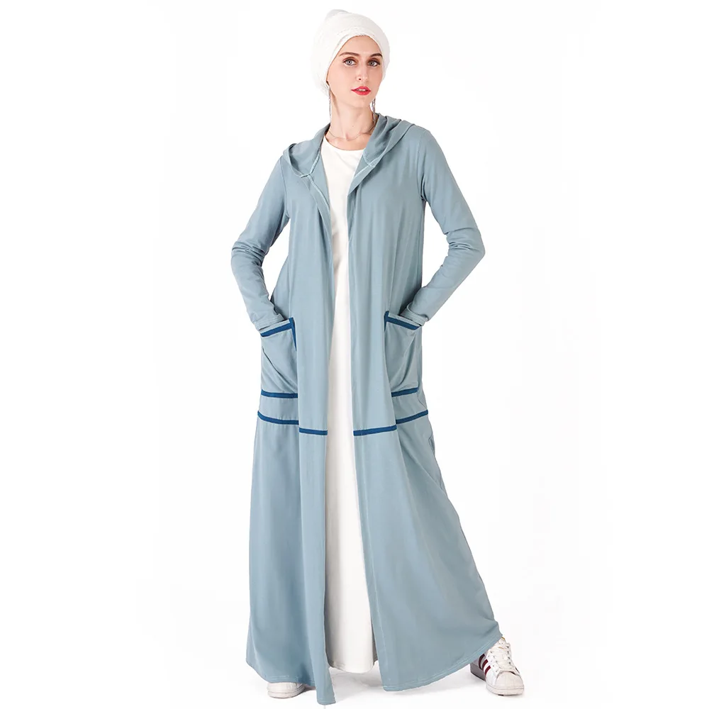 Женское мусульманское платье с капюшоном и открытой передней частью Abaya в Дубае