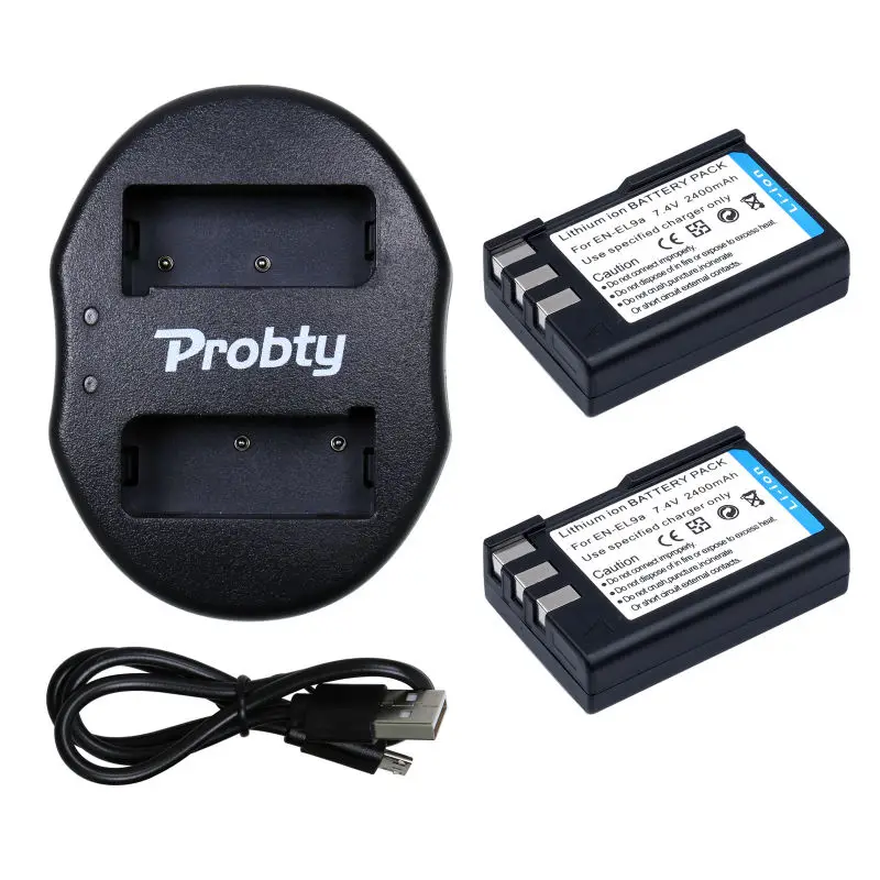 

Аккумулятор для цифровой фотокамеры 2 шт, Φ EL9, EL9a, EL9a + зарядное устройство с двумя USB-портами для Nikon EN-EL9 D40, D60, D40X, D5000, D3000