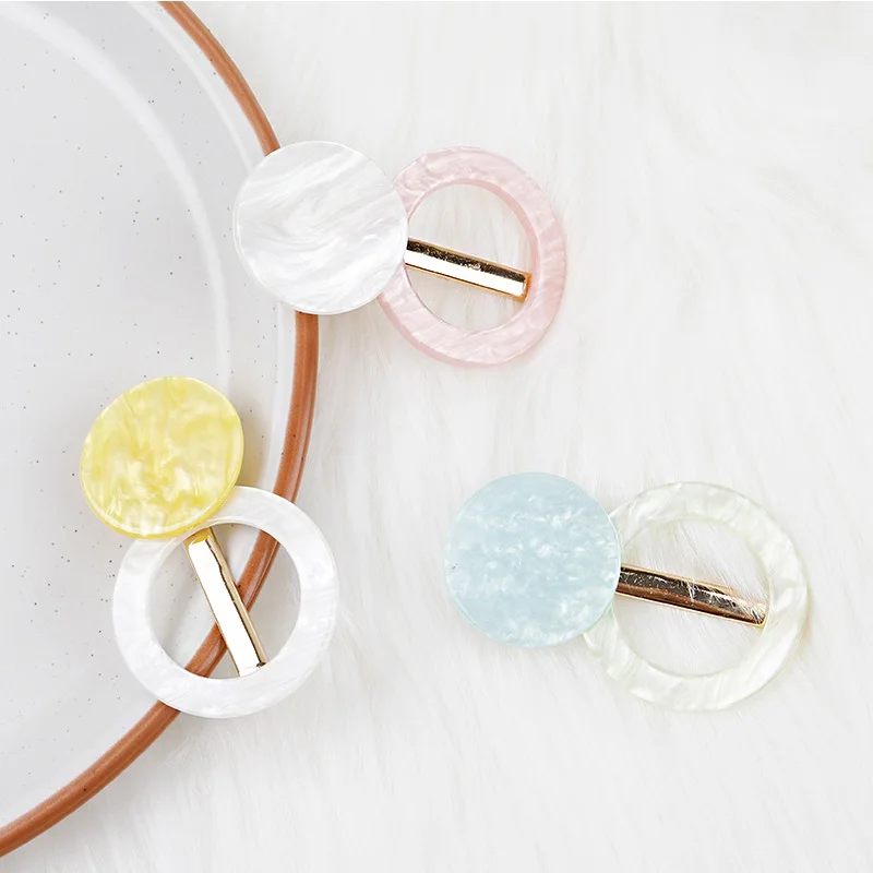 Женские круглые заколки для волос RE из акрила и уксусной кислоты цветные полые