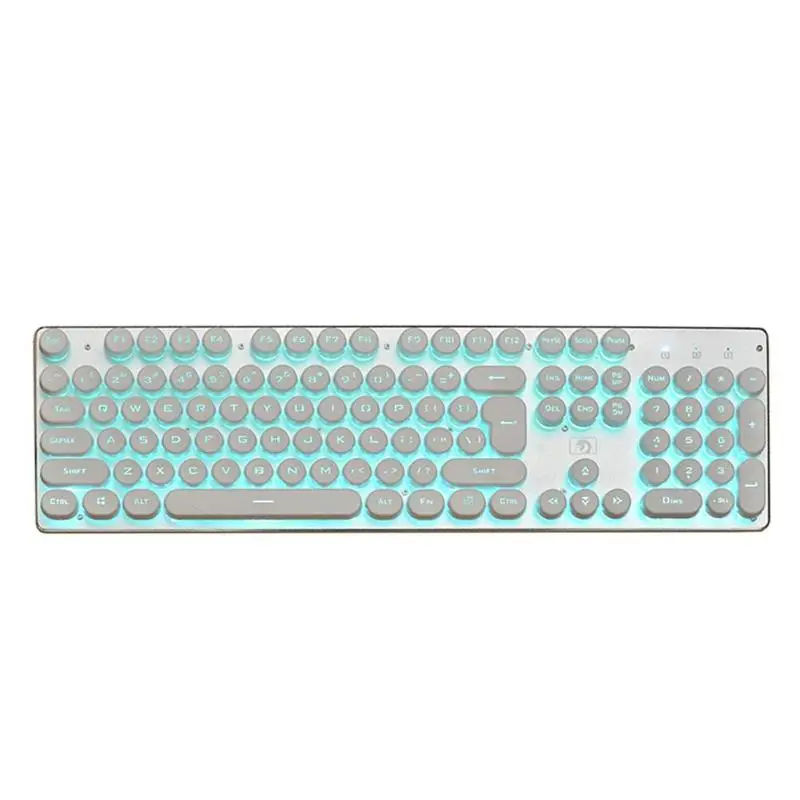 Blue White Стимпанк Ретро Keycap USB Проводная светящаяся игровая клавиатура с подсветкой 104 клавиш клавиатура для ноутбука Компьютерная акция - Цвет: Blue White