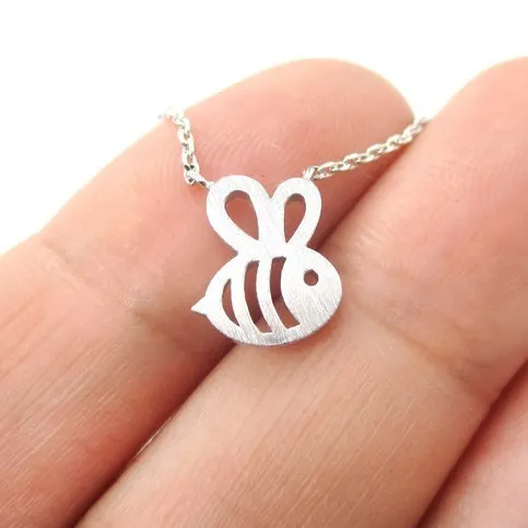 QIMING New Cute Animal Bumble Bee Necklace Women Gold fashion Baby Jewelry Cute Insect Charm Necklace For Girl Gift images - 6