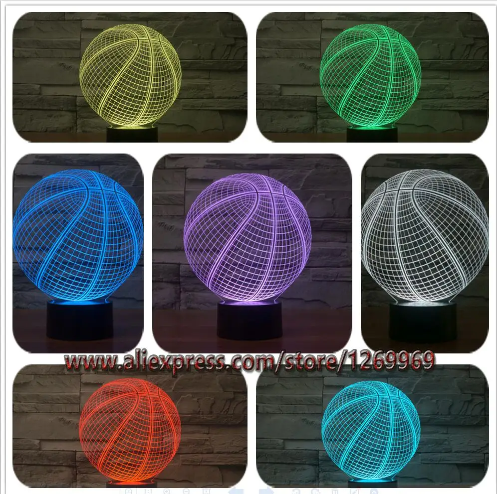 7 Color Change Спортивный стиль баскетбол 3D USB светодиодный светильник сенсорный пульт RGB батарея любовь спорт мальчик Спальня украшение подарок детские игрушки - Испускаемый цвет: 7 Color Change