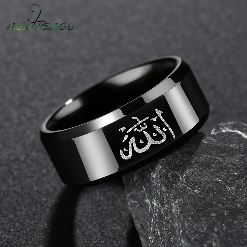 Nextvance Stainless Steel Muslim Allah Rings For Men Black Matte Couple Ring Engagement Wedding Lover | Украшения и аксессуары