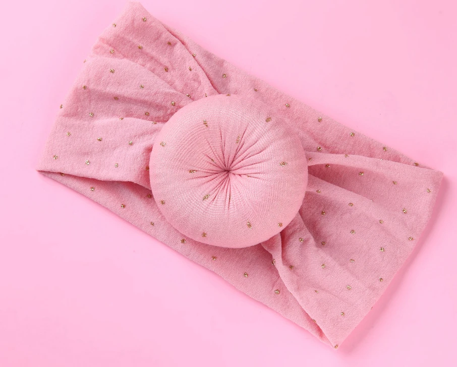 24 шт./лот Новый Золотой горошек Круглый узел нейлон обручи на голову для детей