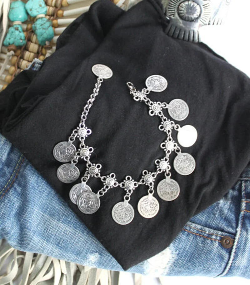 Богемный танец живота богемный турецкий серебро Анталия браслет на щиколотке