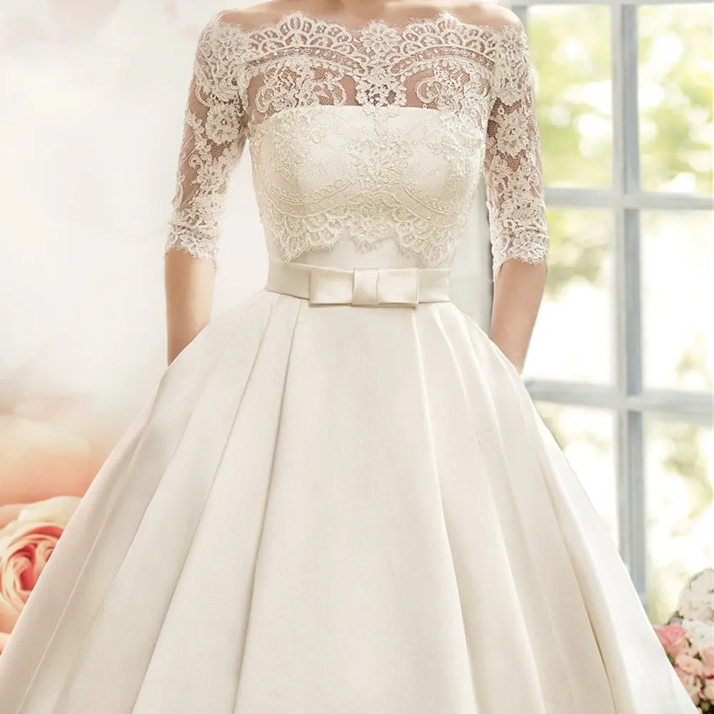 Элегантное свадебное платье цвета слоновой кости 2019 сатиновые Свадебные платья