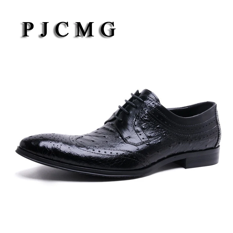Новинка PJCMG итальянский бренд страусиный стиль модные мужские оксфорды из