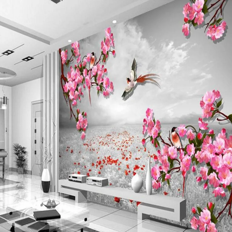

beibehang Large Custom Wallpapers Retro Background Flower Birds Figure Living Room Bedroom TV Sofa Background Wall Decorations