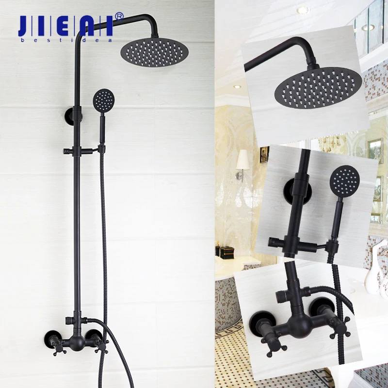 Настенный смеситель JIENI Black ORB 8 дюймов с круглой головкой|Смесители для душа| |